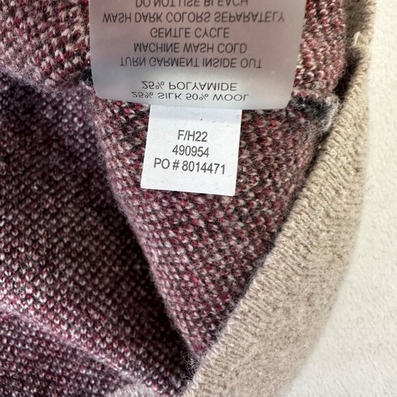 Title Nine Por Vida 2.0 Sweater Womens Large Hermosa Stripe Merino Wool Silk Tan - Picture 7 of 9